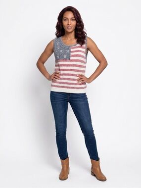 Lucky Brand Red, White & Blue American Flag Knit Tank Top